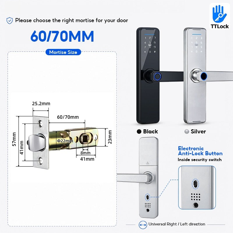 [Ready Stock] 5 In 1 TTLOCK Smart Door Lock Fingerprint Lock Pintu Rumah APP Remote Unlock Password Digital Lock for Woodern Door APP Management Google Home Amazon Alexa