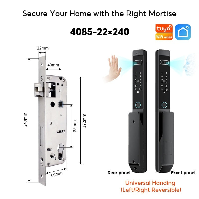 【Palm Vein Unlock】Tuya 7 in1 Fully Automatic Smart Digital Gate Lock 3D Face Unlock IP68 Waterproof Suitable for HDB Main Gate   Sliding Door