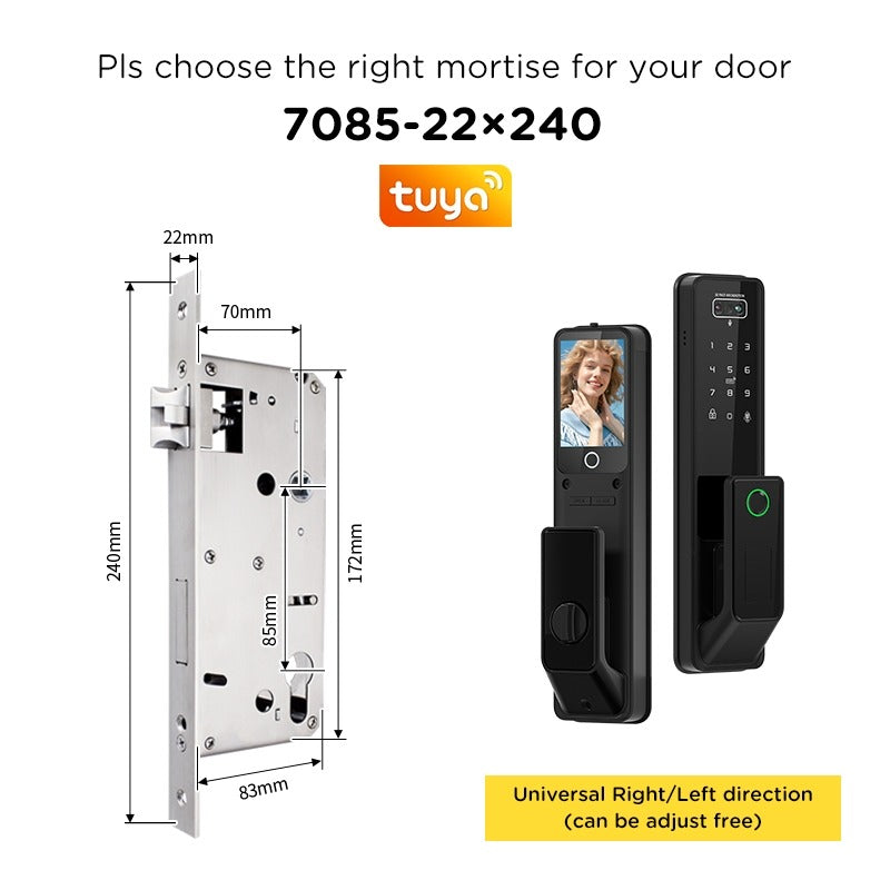 [Video Surveillance] Tuya Smart Door Lock 3D Face Palmprint Unlock Fully Automatic Digital Door Lock APP User Management Remote Unlock Fingerprint Tombol Pintu Rumah for Wooden Door