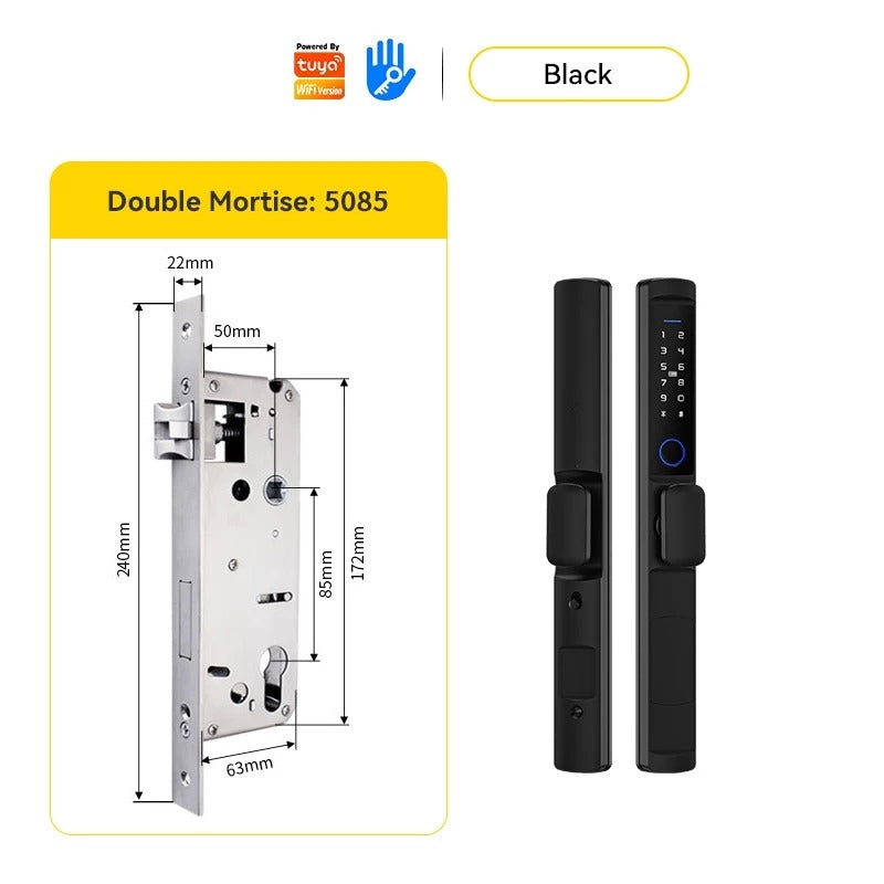 Tuya/TTLOCK Waterproof Smart Door Lock Anti Theft Zinc Alloy Sliding Door Lock with Short Handle Semi-Automatic Fingerprint Digital Lock For Aluminum Door