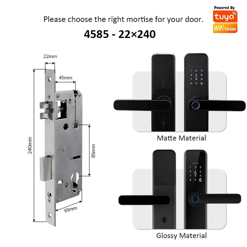 [Matte/Glossy] 5 In 1 Tuya Smart Door Lock with Doorbell  Password Digital Lock with Electronic Anti-Lock Fingreprint Kunci Pintu Rumah for Home