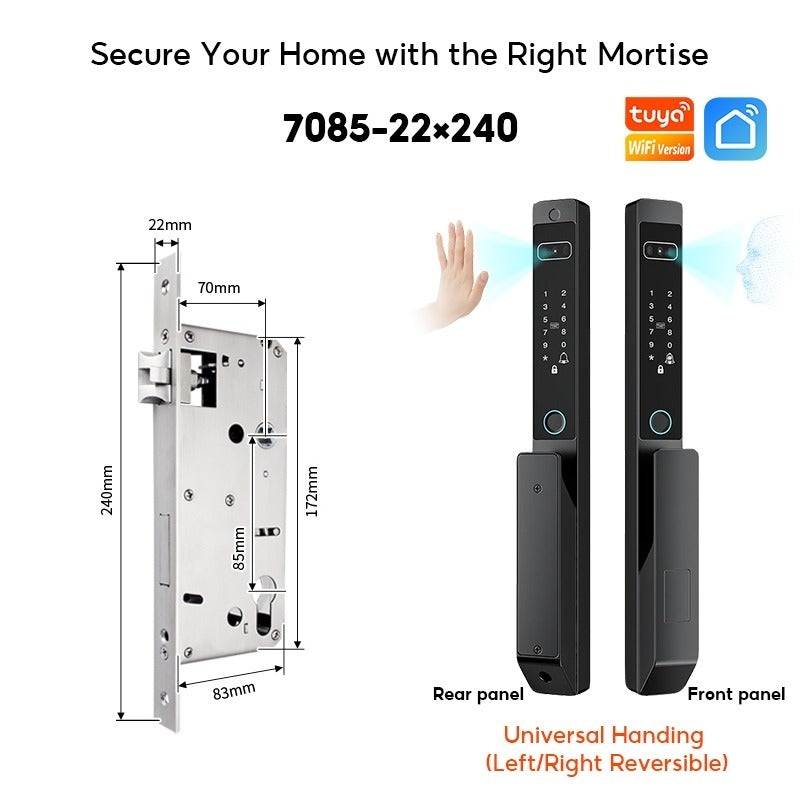 【Palm Vein Unlock】Tuya 7 in1 Fully Automatic Smart Digital Gate Lock 3D Face Unlock IP68 Waterproof Suitable for HDB Main Gate   Sliding Door