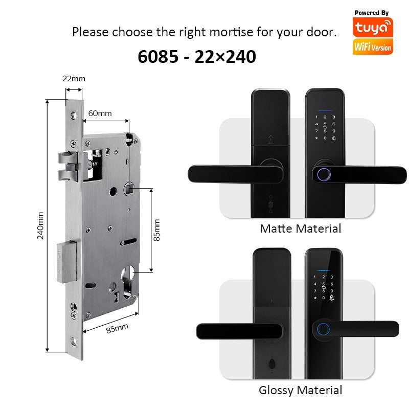 [Matte/Glossy] 5 In 1 Tuya Smart Door Lock with Doorbell  Password Digital Lock with Electronic Anti-Lock Fingreprint Kunci Pintu Rumah for Home