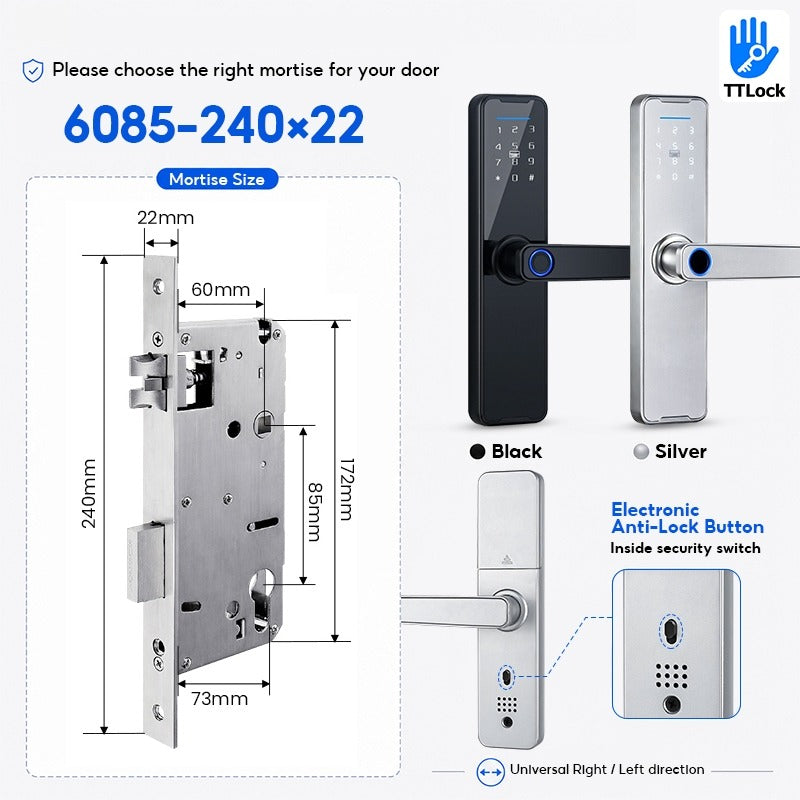 [Ready Stock] 5 In 1 TTLOCK Smart Door Lock Fingerprint Lock Pintu Rumah APP Remote Unlock Password Digital Lock for Woodern Door APP Management Google Home Amazon Alexa