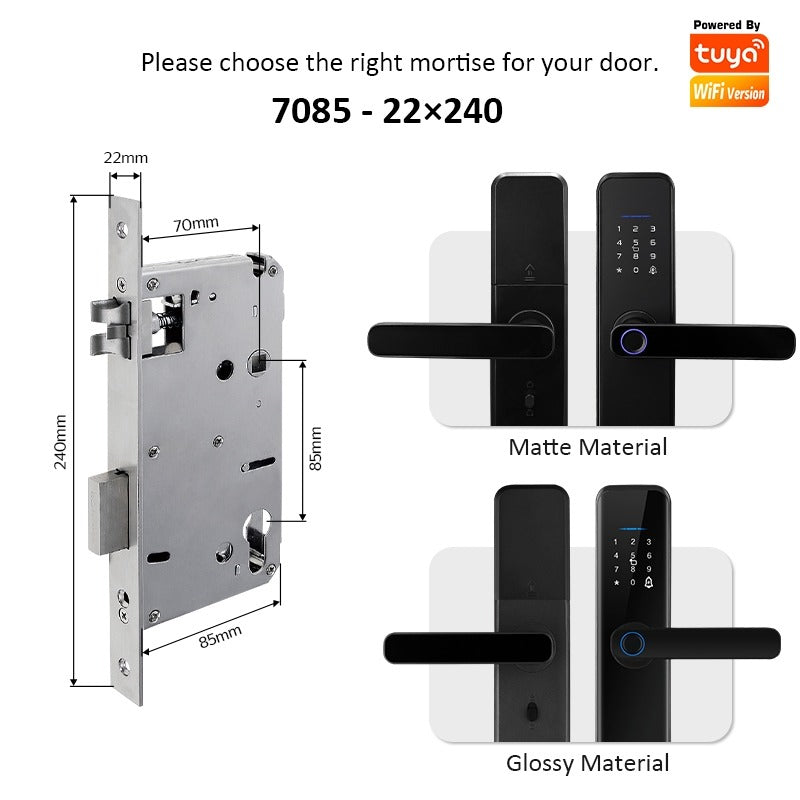 [Matte/Glossy] 5 In 1 Tuya Smart Door Lock with Doorbell  Password Digital Lock with Electronic Anti-Lock Fingreprint Kunci Pintu Rumah for Home