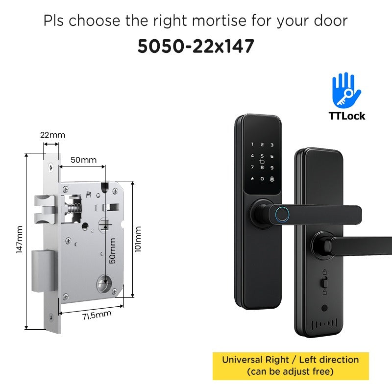 TTLOCK Smart Door Lock with Doorbell APP Management Fingerprint Tombol Pintu Rumah Anti Theft Password Digital Lock Door Knob for Home Wooden Door