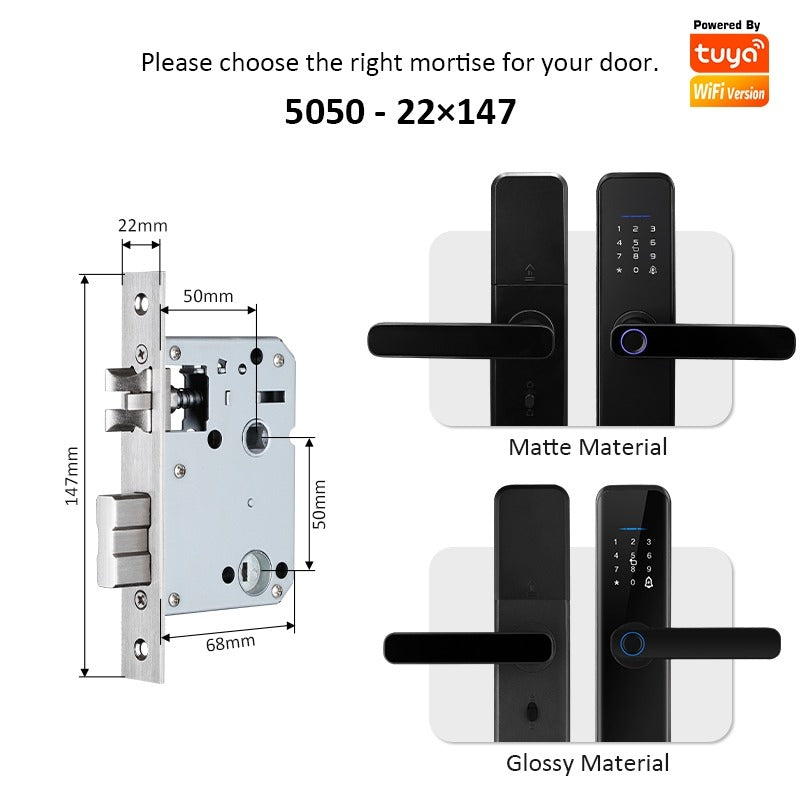 [Matte/Glossy] 5 In 1 Tuya Smart Door Lock with Doorbell  Password Digital Lock with Electronic Anti-Lock Fingreprint Kunci Pintu Rumah for Home