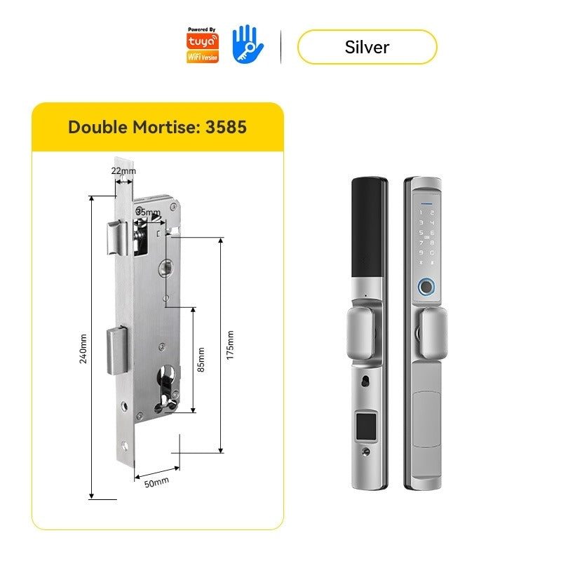 Tuya/TTLOCK Waterproof Smart Door Lock Anti Theft Zinc Alloy Sliding Door Lock with Short Handle Semi-Automatic Fingerprint Digital Lock For Aluminum Door