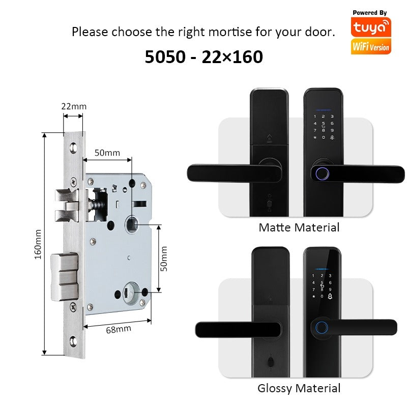 [Matte/Glossy] 5 In 1 Tuya Smart Door Lock with Doorbell  Password Digital Lock with Electronic Anti-Lock Fingreprint Kunci Pintu Rumah for Home