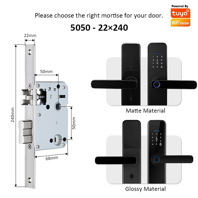 [Matte/Glossy] 5 In 1 Tuya Smart Door Lock with Doorbell  Password Digital Lock with Electronic Anti-Lock Fingreprint Kunci Pintu Rumah for Home