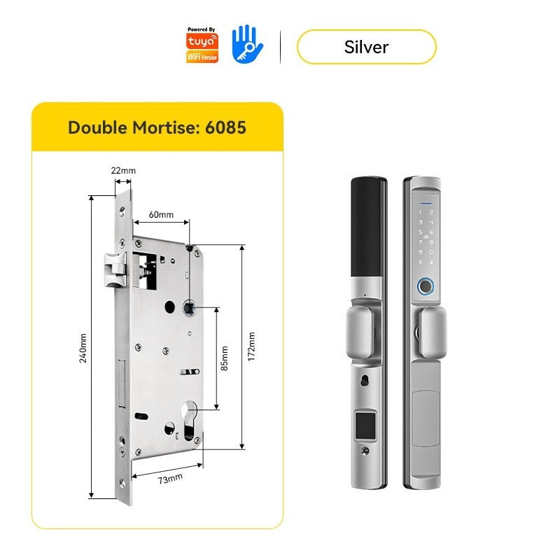 Tuya/TTLOCK Waterproof Smart Door Lock Anti Theft Zinc Alloy Sliding Door Lock with Short Handle Semi-Automatic Fingerprint Digital Lock For Aluminum Door